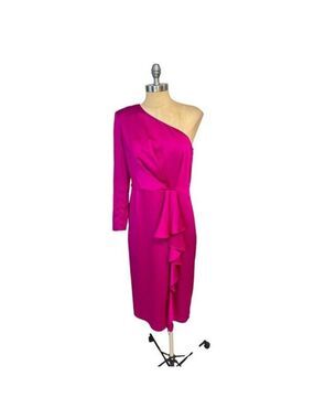 Jay Godfrey Magenta One-Shoulder Ruffled Dress Size 10 Fits size 8